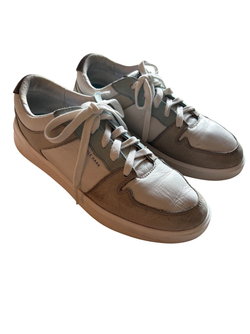 Cole Haan GrandPro Leather Sneakers White Gray Blue Size 7.5B
